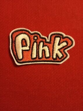 Pink embroidered iron on patch